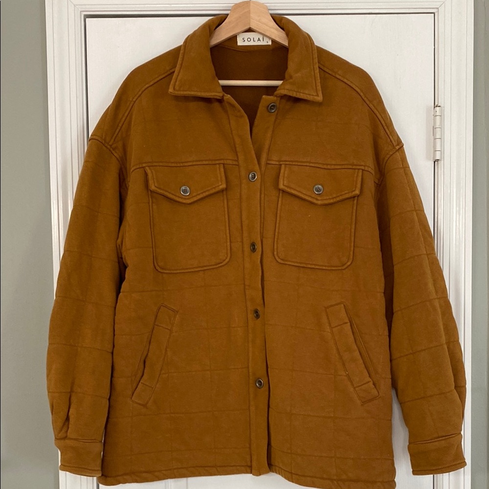 Solai Orange/Brown Utility Jacket with Relaxed Fit and Collared Neckline